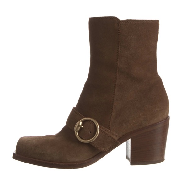 Gianvito Rossi Brown Ankle Boots with Suede Finish and Block Heel - Picture 2 of 6